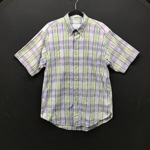 Viyella for Bullock & Jones Shirt Men's Short Sleeve Button Down Plaid Size M